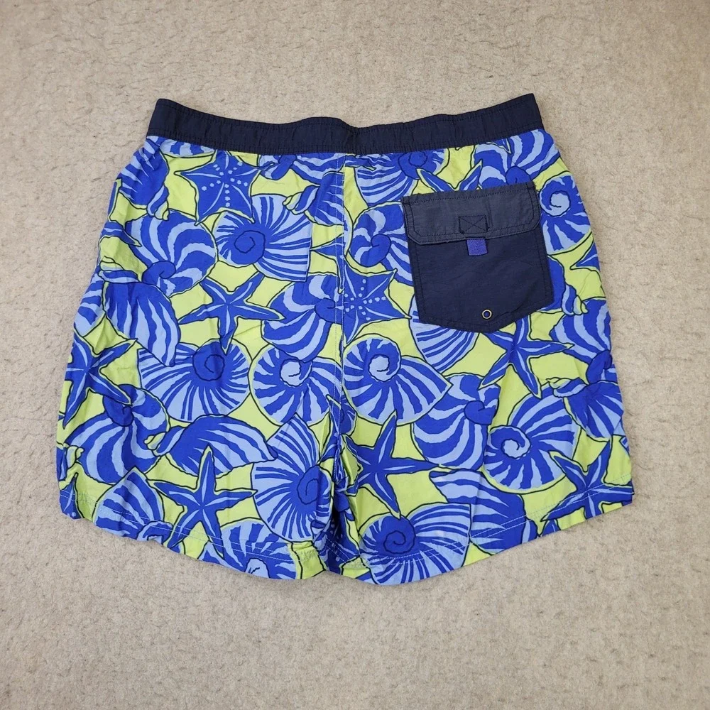 Tommy‎ Hilfiger Mens Swimming Trunks Size L Blue Tropical Shells Lined Nylon